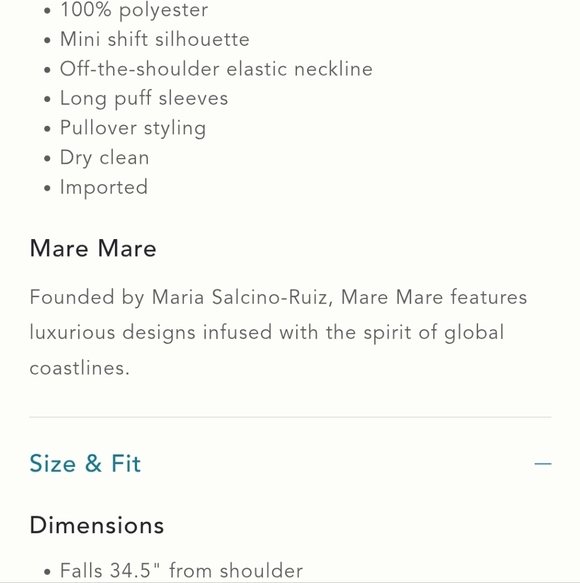 NWT @heynasreen x Mare Mare Off-The-Shoulder Puff-Sleeve Shine Mini Dress - Picture 6 of 6